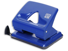 Дырокол SAX 406 до 30л с линейкой Blue 50989