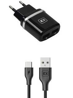 Зарядное устройство Exployd Classic 3.4A 2хUSB - Type-C Black EX-Z-606