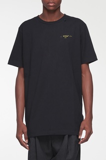 Черная футболка с контрастными логотипами Off White