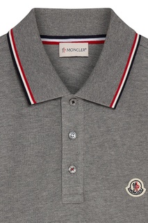 Серое поло с длинными рукавами Moncler
