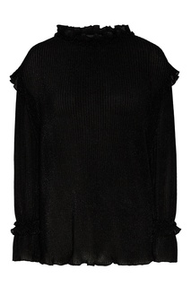 Черная плиссированная блузка с люрексом Alberta Ferretti