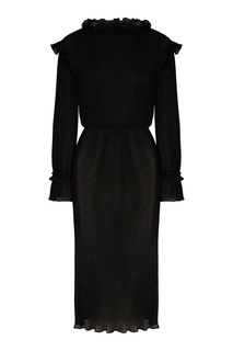 Черное плиссированное платье с люрексом Alberta Ferretti