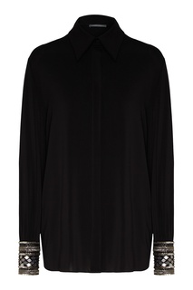 Черная блузка с отделкой Alberta Ferretti
