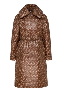 Коричневый пуховик с поясом Burberry