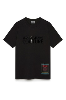 Черная футболка с глянцевой надписью Versace Jeans