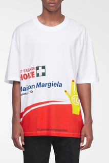 Белая футболка с контрастным принтом Maison Margiela