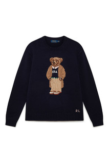 Темно-синий свитер с узором-медведем Polo Ralph Lauren