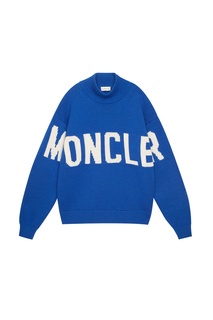Голубой свитер с логотипом Moncler