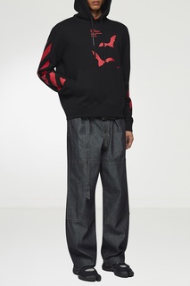 Черное худи с принтами Off White