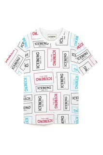 Белая футболка с логотипами Iceberg