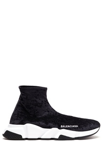 Черные бархатные кроссовки-носки Speed Balenciaga