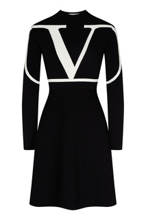 Черное платье с логотипом Valentino