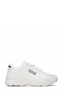 Белые кроссовки с черным логотипом Versace Jeans
