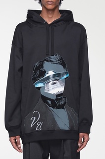 Черное худи с рисунком и логотипом Valentino