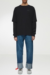 Черный лонгслив с двойными рукавами Off White