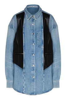 Джинсовая рубашка с кожаным жилетом Alexander Wang