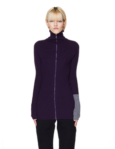 Фиолетовый свитер из шерсти на молнии Yohji Yamamoto