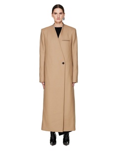 Бежевое двубортное пальто Haider Ackermann