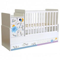 Кроватка-трансформер Polini kids Simple 1100 с комодом
