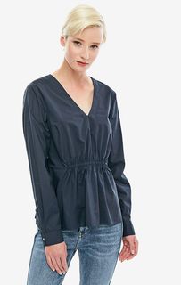 Хлопковая блуза синего цвета Tommy Hilfiger