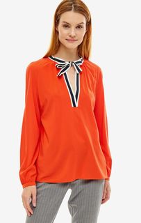 Оранжевая блуза из вискозы с завязками Marc Opolo