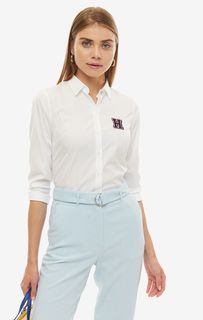 Белая рубашка из хлопка с вышивкой Tommy Hilfiger