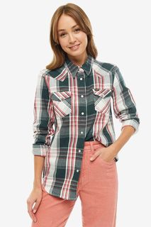 Хлопковая рубашка в клетку на кнопках Wrangler