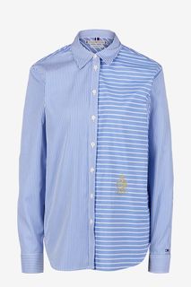 Рубашка из хлопка в полоску с вышивкой Tommy Hilfiger