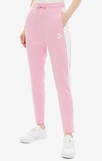 Зауженные розовые брюки из хлопка Puma