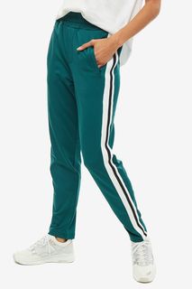 Зеленые брюки зауженного кроя с лампасами Guess