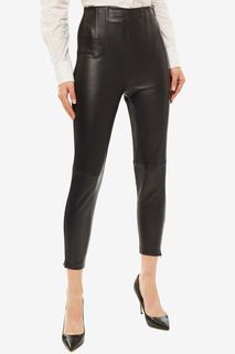 Укороченные черные леггинсы из кожи и текстиля Pinko