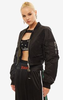 Двусторонняя куртка-бомбер черного цвета с карманами Diesel