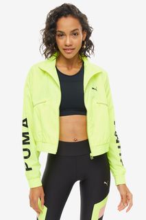 Салатовая ветровка с принтом на рукавах Puma