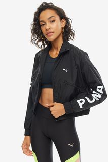 Черная ветровка с принтом на рукавах Puma