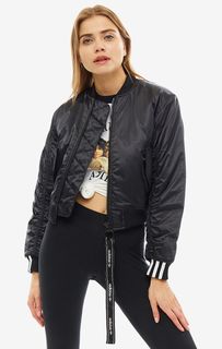Черная куртка-бомбер с принтом на спине Adidas Originals