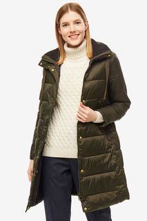 Удлиненная куртка цвета хаки на молнии и кнопках Barbour