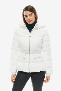 Приталенная белая куртка на молнии Guess