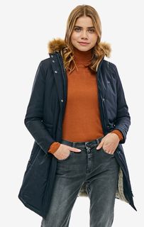 Утепленная синяя куртка с капюшоном Lacoste