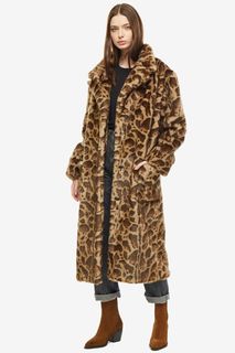 Длинная шуба с анималистическим принтом Flashin
