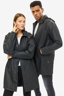 Черный утепленный плащ Rains