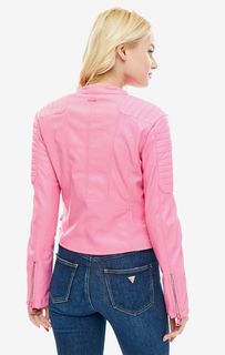 Розовая куртка косуха с карманами Guess