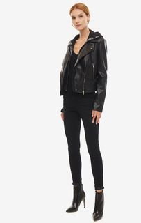 Кожаная куртка со съемной ветрозащитной планкой Guess