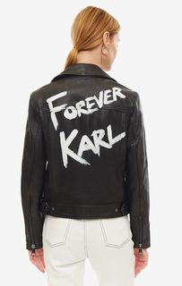 Кожаная куртка косуха с карманами Karl Lagerfeld