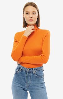 Хлопковая водолазка оранжевого цвета United Colors of Benetton