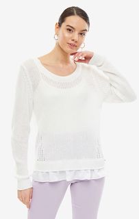Белый джемпер крупной вязки с оборками по низу Patrizia Pepe