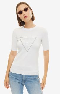 Джемпер белого цвета с короткими рукавами Guess