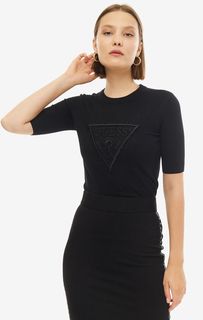 Джемпер черного цвета с короткими рукавами Guess