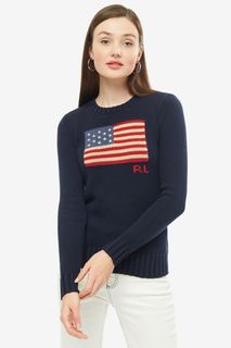 Хлопковый джемпер синего цвета Polo Ralph Lauren