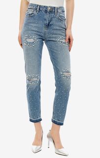 Рваные джинсы с оригинальной отделкой Straight Fit Liu Jo