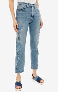 Укороченные джинсы с ажурной вышивкой 501® Original Levis: Made & Crafted